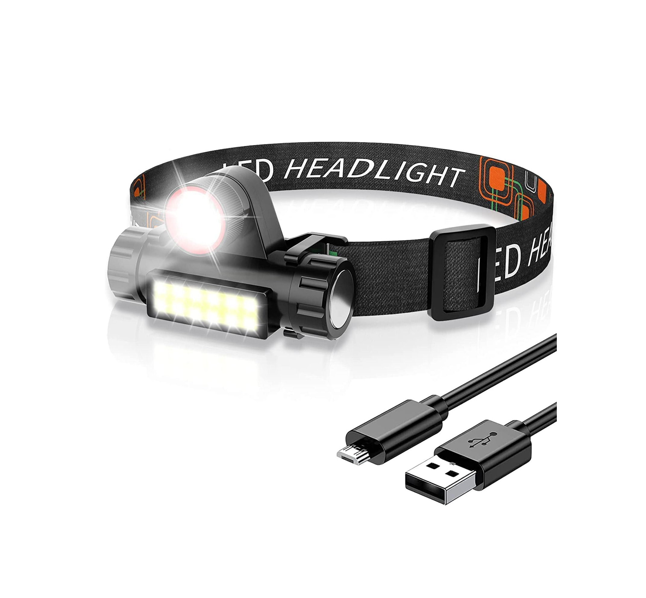 UltraBeam Pro: Rechargeable Head Torch with 4 Lighting Modes, Zoomable🔦 Zoomable Headlamp &amp; Powerful Beam 🌄 Unique zoomable design for adjustable beam size and distance. COB Flood light-Spotlight-MAX High light-Strobe (SOS) modes
