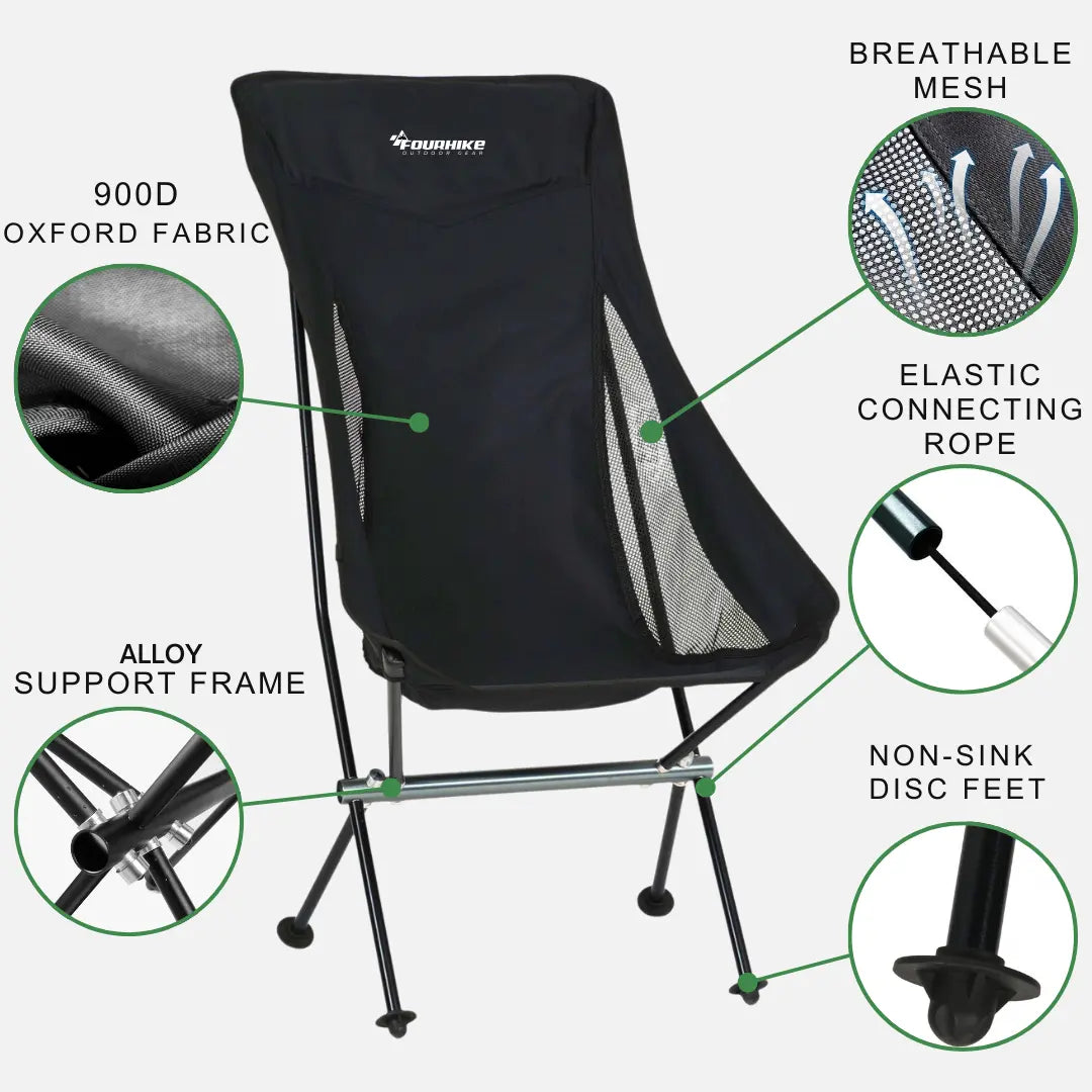 Cadeira dobrável ultraleve para exterior para camping, caminhada, pesca e praia 