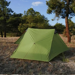 Barraca de acampamento sem haste ultraleve para 2 pessoas e 3 temporadas - 15D Silnylon cinza