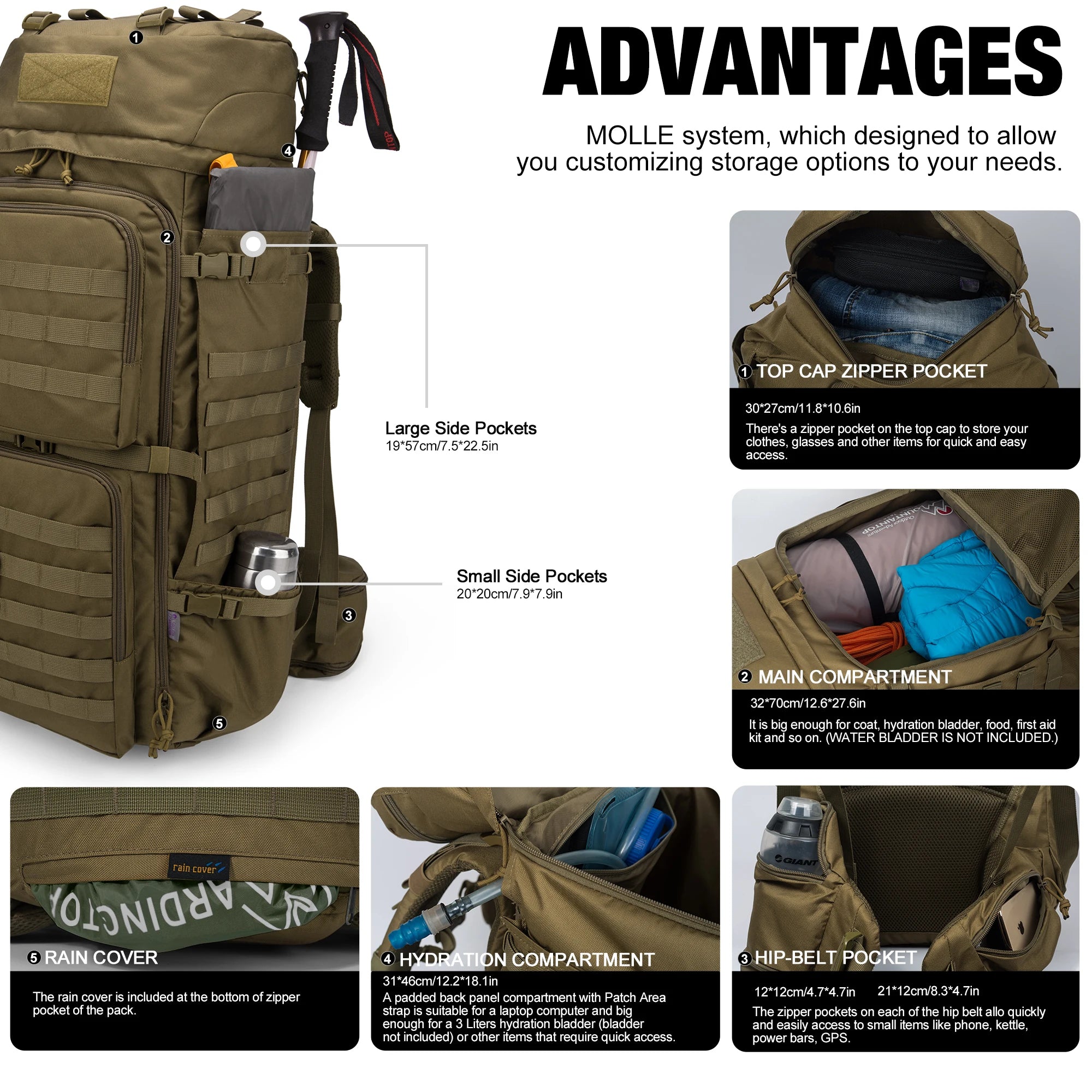 Expedition Pro 75L: Tactical Backpack with Internal Frame for Military