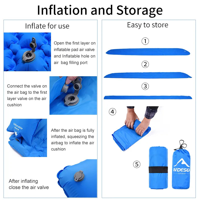 Camping Inflatable Mattress - Folding Camp Bed, Sleeping Pad, Picnic Blanket, Travel Air Mat - Camping Equipment