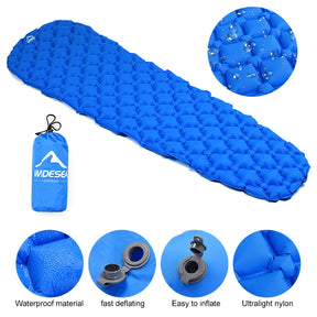 Camping Inflatable Mattress - Folding Camp Bed, Sleeping Pad, Picnic Blanket, Travel Air Mat - Camping Equipment