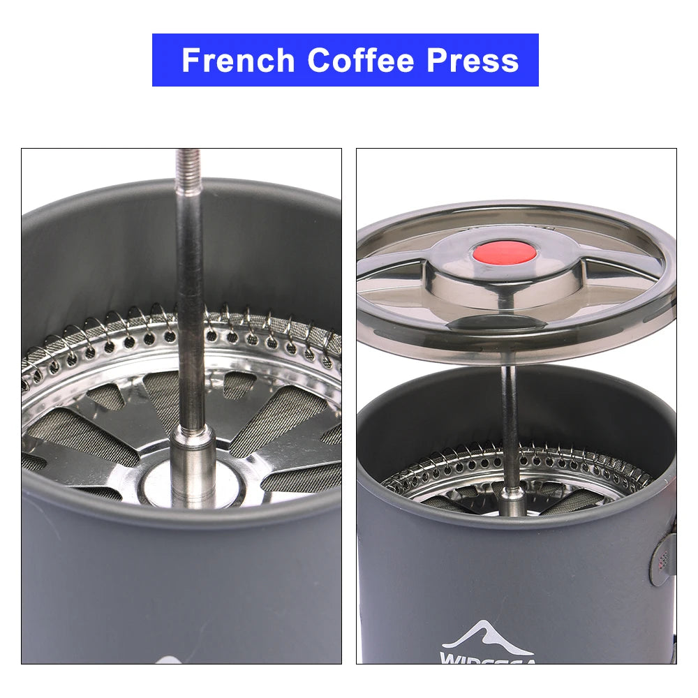 Camping Coffee Pot with French Press - Outdoor Cookware for Hiking and Trekking