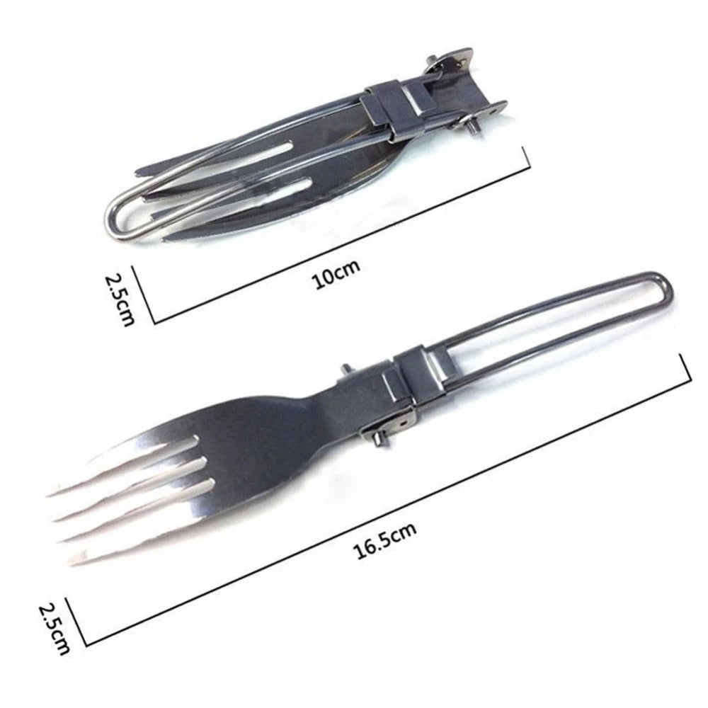 3pcs Portable Stainless Steel Cutlery Set For Outdoor Camping