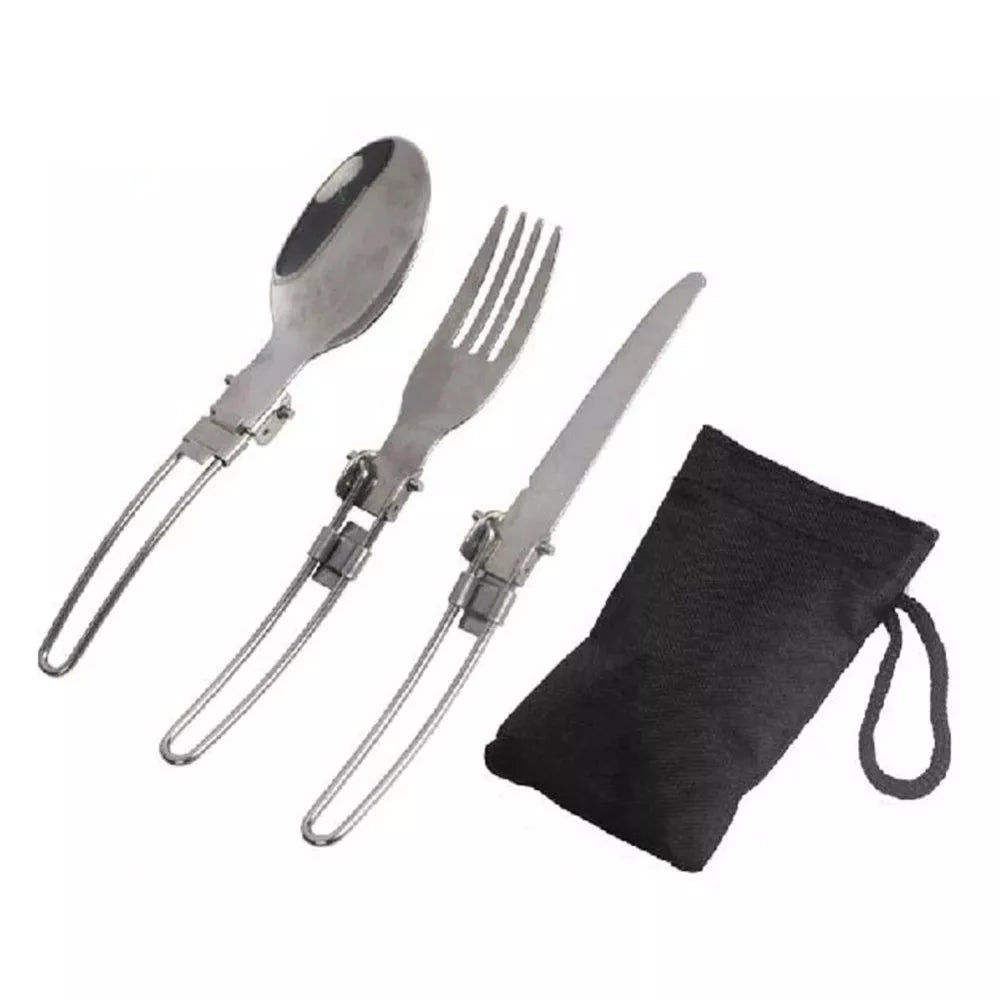 3pcs Portable Stainless Steel Cutlery Set For Outdoor Camping