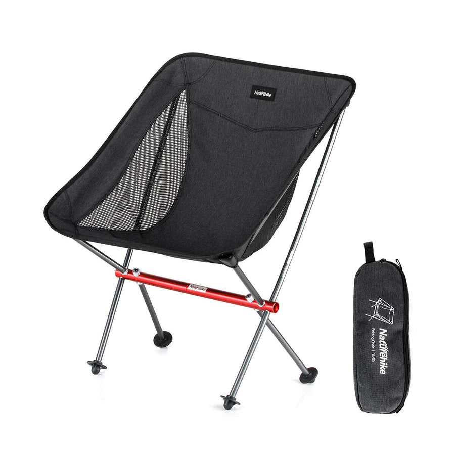 Cadeira de acampamento dobrável resistente com apoio lombar, porta-copos, bolso, bolsa de transporte