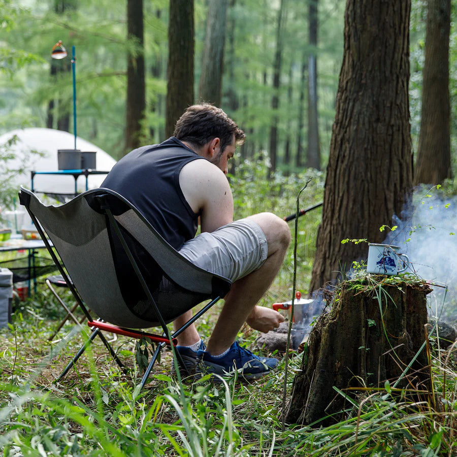 Heavy-Duty Folding Camping Chair with Lumbar Back Support