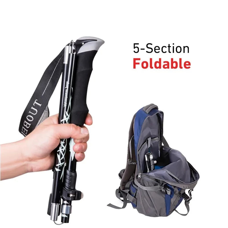 Portable 5-Section Telescopic Outdoor Hiking Poles