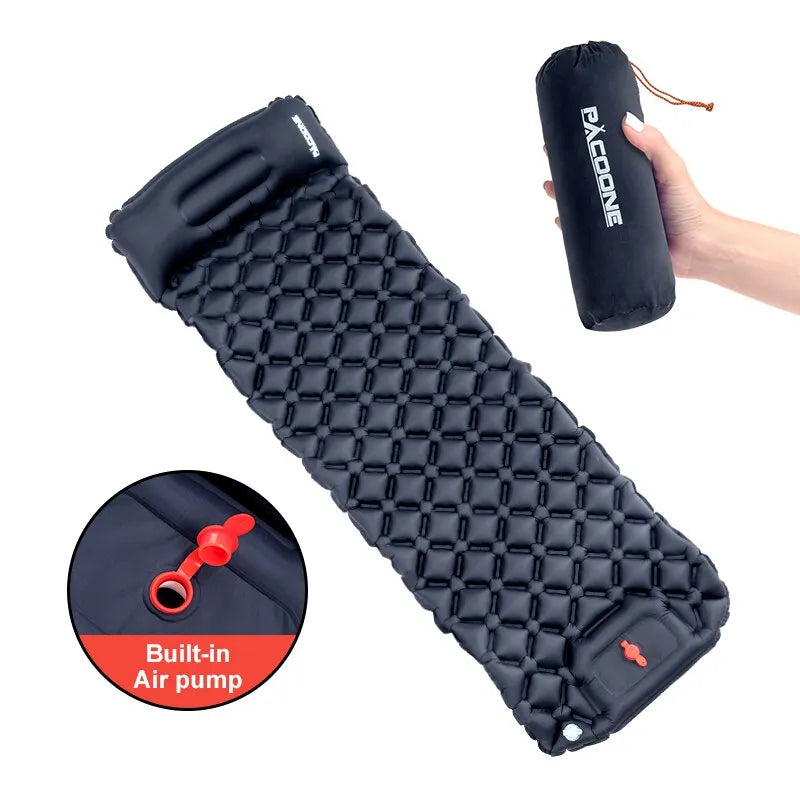 Outdoor Spessore Materasso da campeggio Ultralight Gonfiabile Sleeping Pad  con cuscino integrato e pompa Air Mat per escursioni zaino in spalla