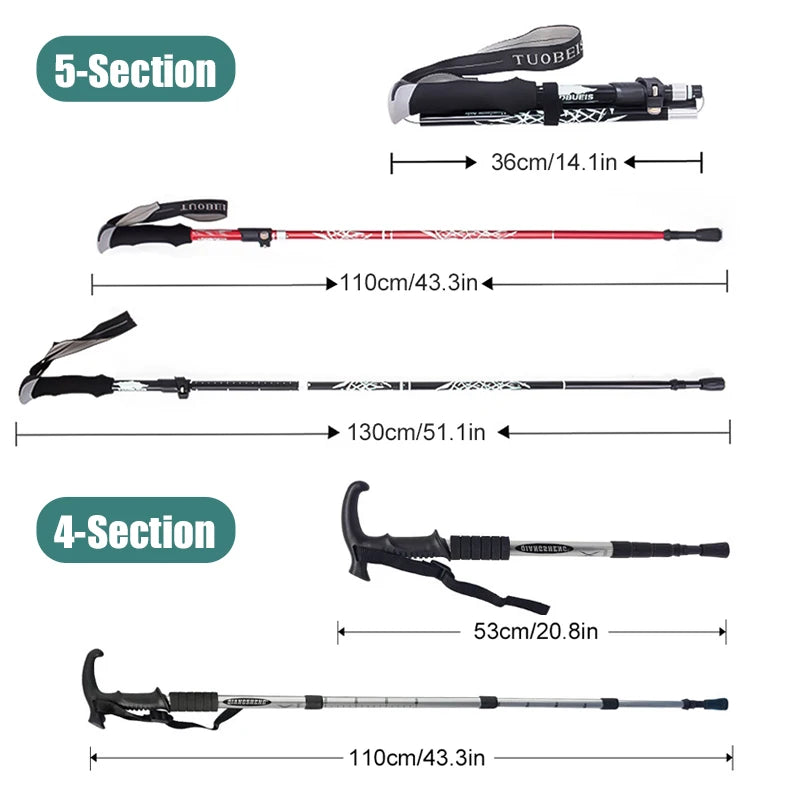 Portable 5-Section Telescopic Outdoor Hiking Poles
