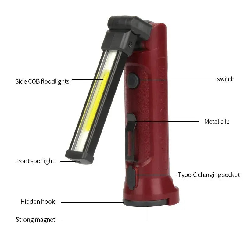 FlexBeam 180° COB Work Light With Hanging Hook Magnetic