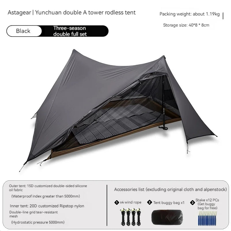 Ultralight Double-Sided Silicone-Coated Pyramid Tent