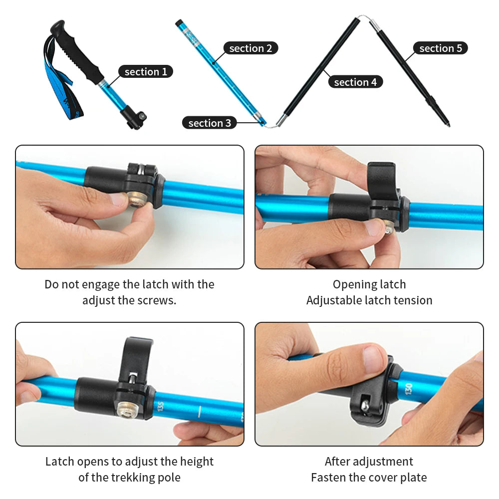 Three Sections Folding Trekking Poles for Hiking