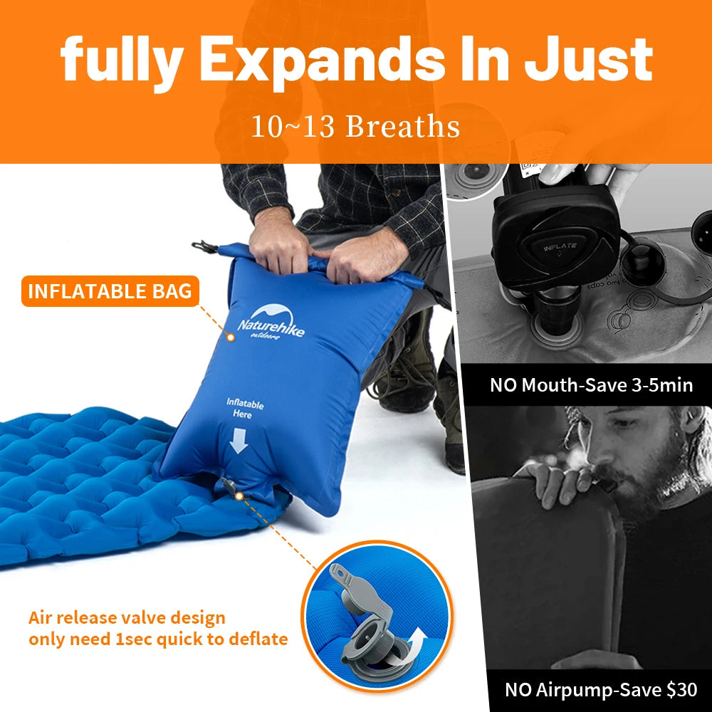 Ultralight Camping Air Mattress, Outdoor Sleeping Pad, Folding Bed, Hiking Sleeping Mat