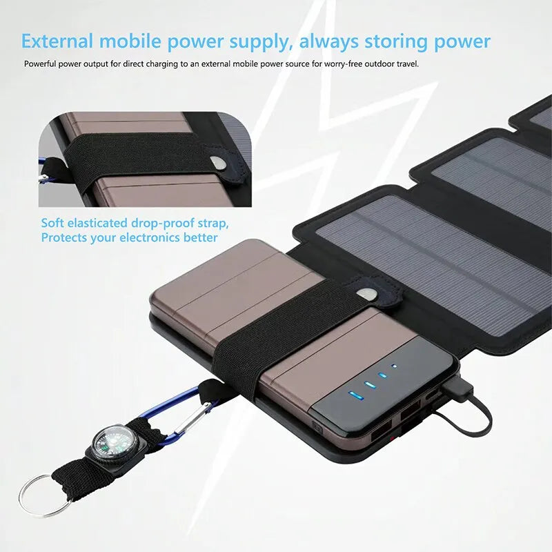 SolarCharge Pro: carregador dobrável externo 5V 1A saída USB