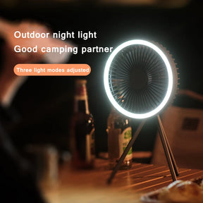 Portable & Rechargeable Camping Fan with Ring LED Light