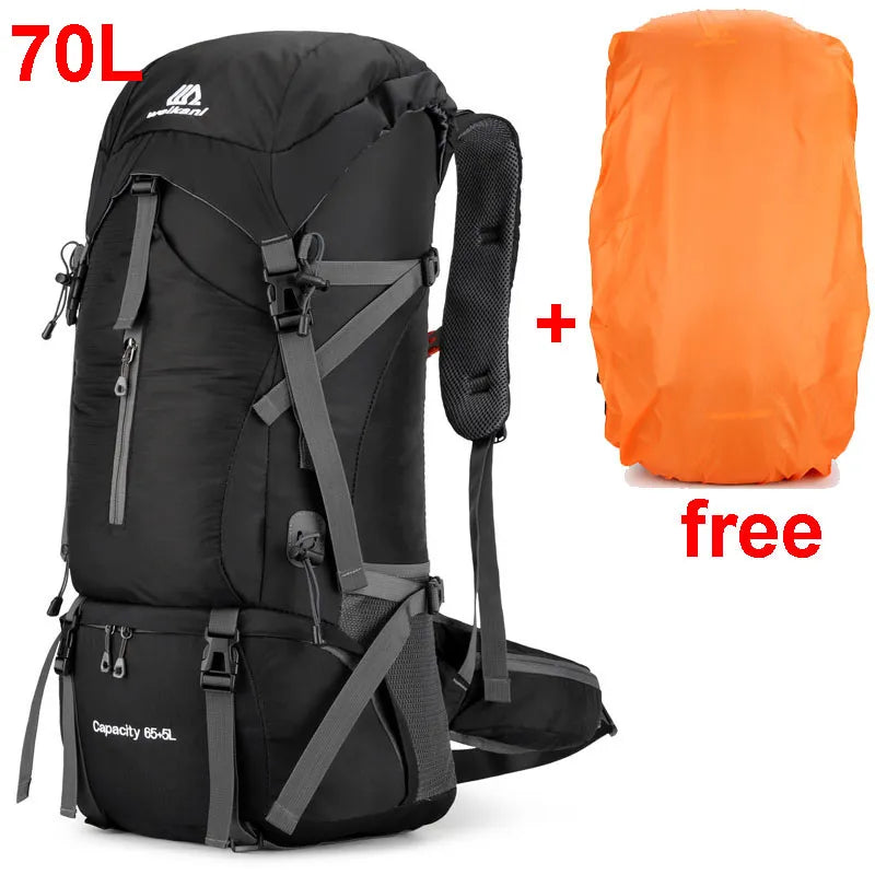 70L Camping Backpack With Rain Cover Outdoor Hiking and Travel.