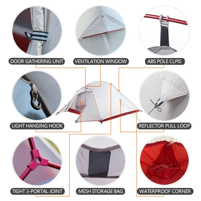 Tenda de acampamento impermeável ultraleve Naturehike CloudUp para aventuras ao ar livre - cinza