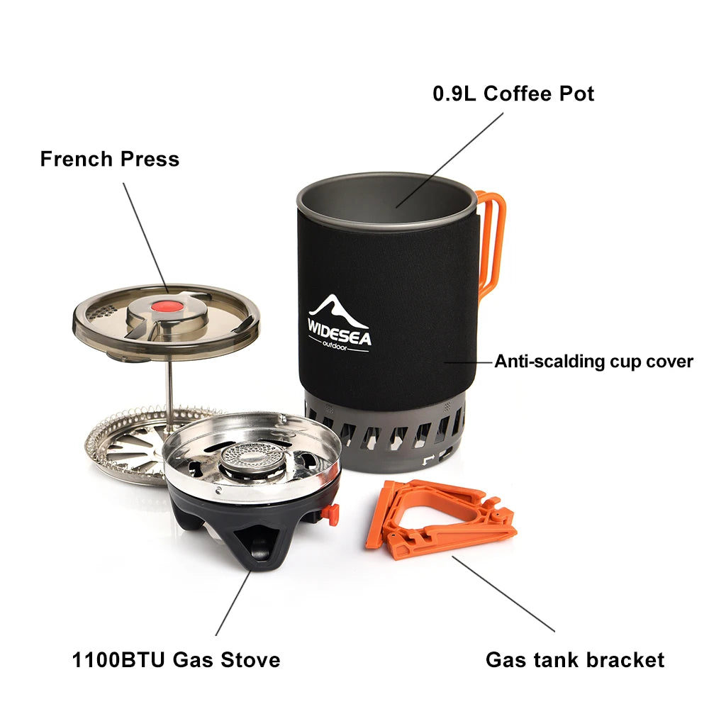 Gas Stove Burner and Heat Exchanger for Camping Cooking