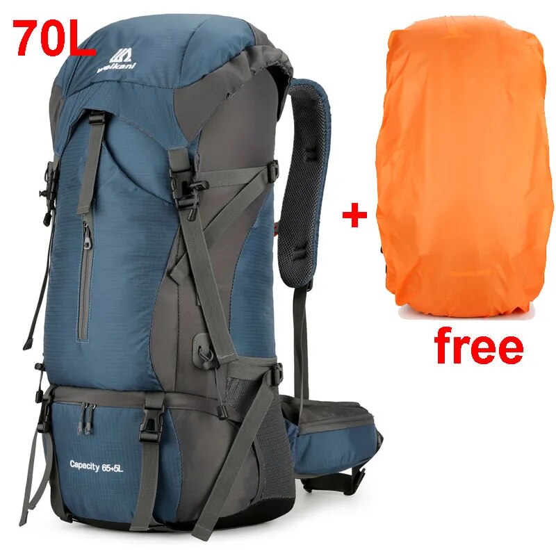 70L Camping Backpack With Rain Cover Outdoor Hiking and Travel.