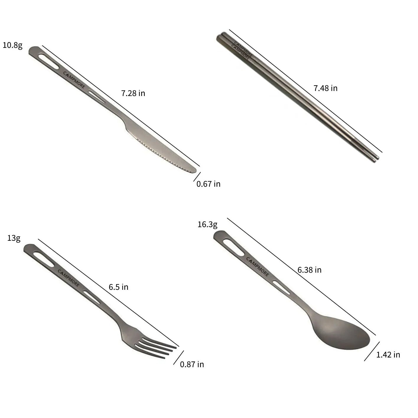 Titanium Tableware - Ultralight Cutlery Set for Camping