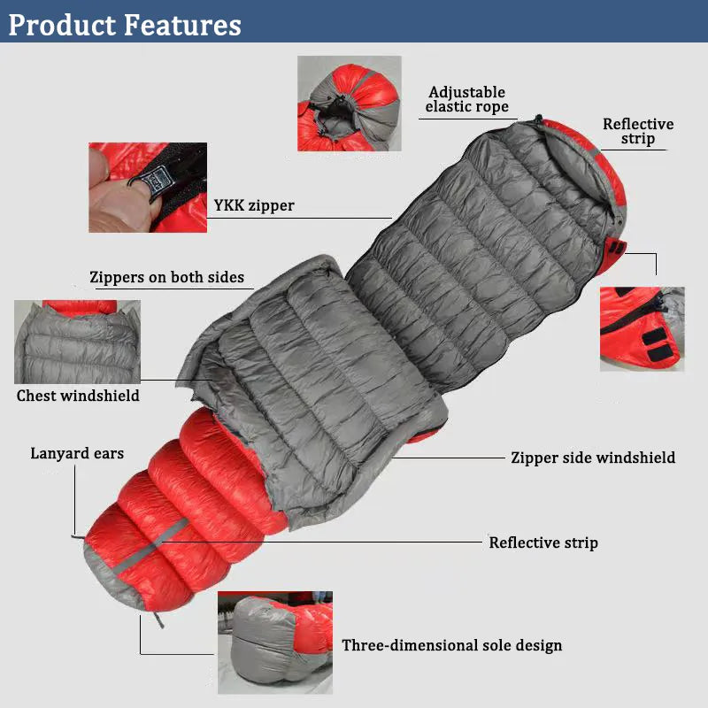 Winter-Ready Oversized Mummy Sleeping Bag - Very Warm, Ideal for Camping and Hiking Adventures