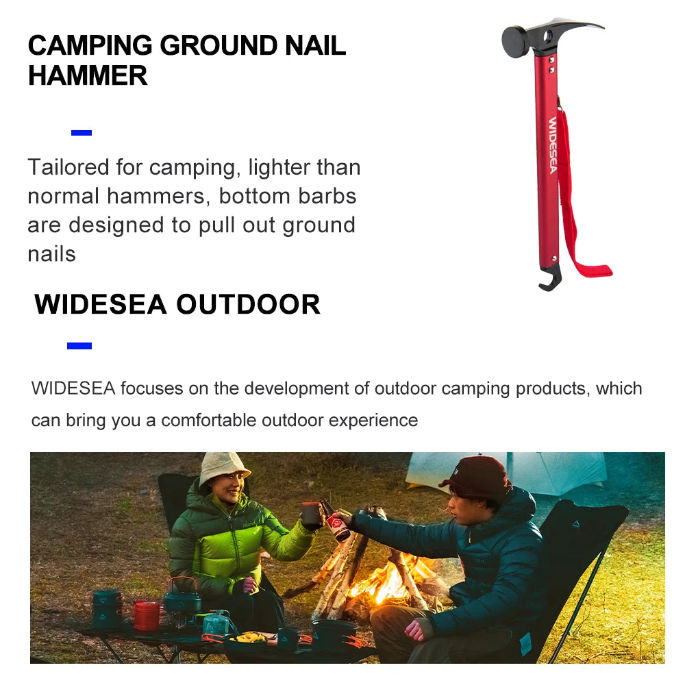 Widesea martelo de acampamento aço inoxidável cobre ao ar livre tenda peg estaca mallet com extrator estaca grond prego montanhismo caminhadas
