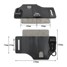 Leather EDC Sheath with Key Holder & Flashlight Slot for Multitool