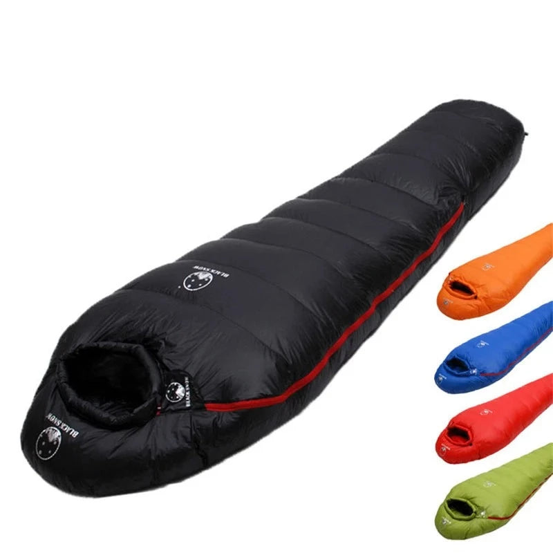 Ultra-Warm White Goose Down Adult Mummy Sleeping Bag - Winter Fit, 4 Thickness Options