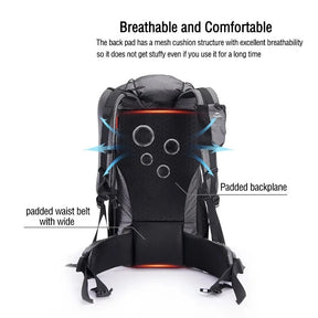 ExplorePro Adventure 60+5L: Large Capacity Hiking Backpack with Ergonomic Design and Waterproof Features