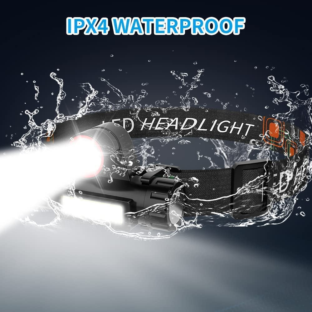 UltraBeam Pro: Rechargeable Head Torch with 4 Lighting Modes, Zoomable🔦 Zoomable Headlamp &amp; Powerful Beam 🌄 Unique zoomable design for adjustable beam size and distance. COB Flood light-Spotlight-MAX High light-Strobe (SOS) modes