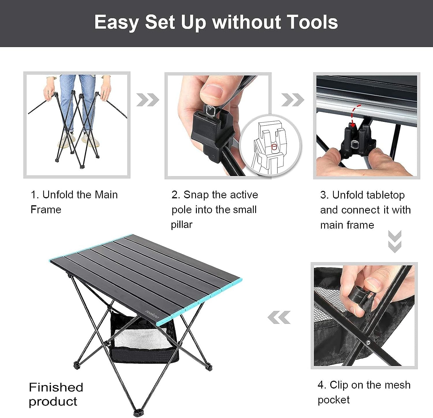  Portable Camping Table: Lightweight Aluminum Tabletop with Carry Bag for Outdoor, BBQ, Picnic, Cooking, Hiking, Fishing