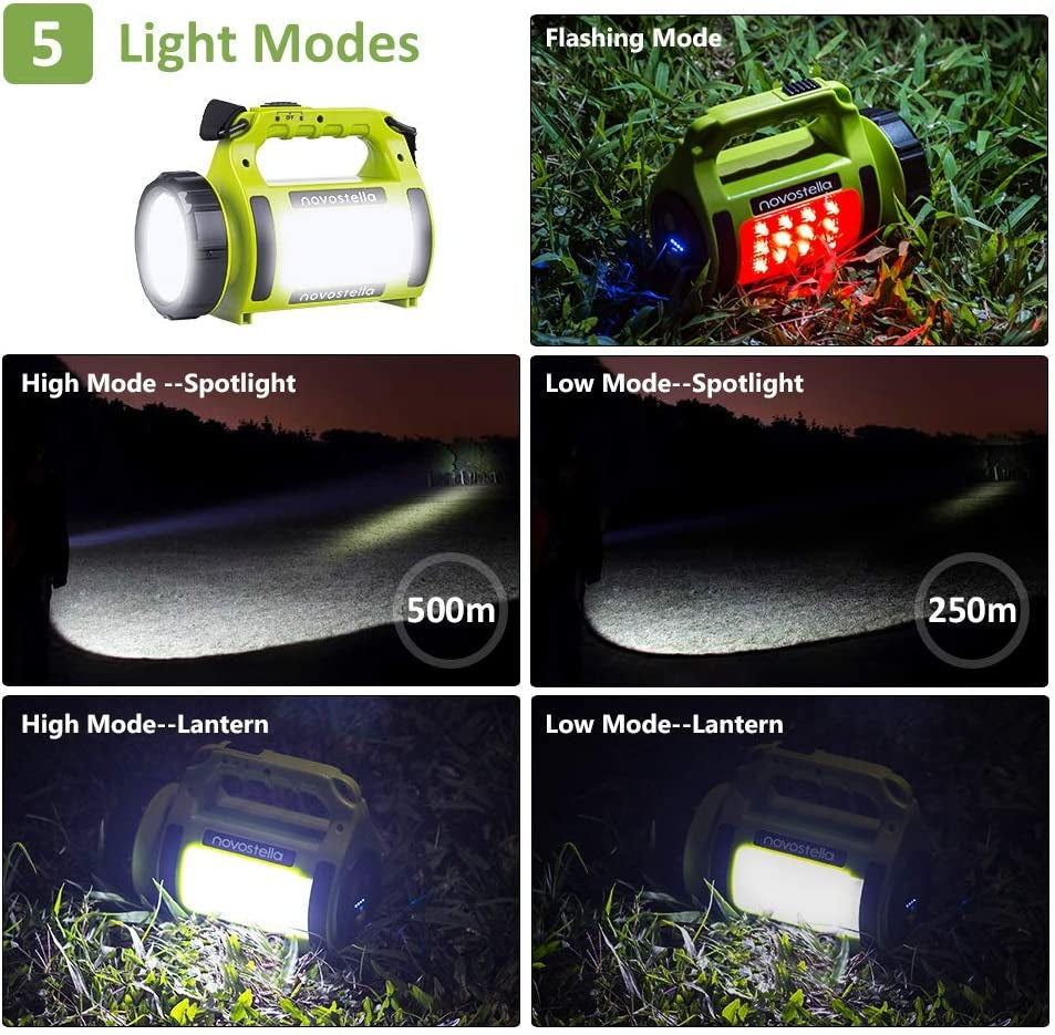 TrailSeeker 650: Rechargeable LED Torch, All-in-One Camping Companion Rechargeable LED Torch: Equipped with a built-in 2000mAh battery and a USB port, this torch offers a reliable source of light and the convenience of charging your mo