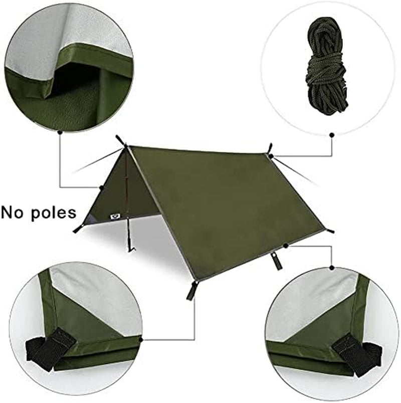 StormGuard 3Mx3M Camping Tarp: Waterproof & Windproof Shelter for Ulti🎪 All-in-One Camping Tarp Kit 🏕️ Equip yourself with everything you need: 4 aluminum wind-proof strips, 6 adjustable nylon ropes, and clips for easy setup. No extr