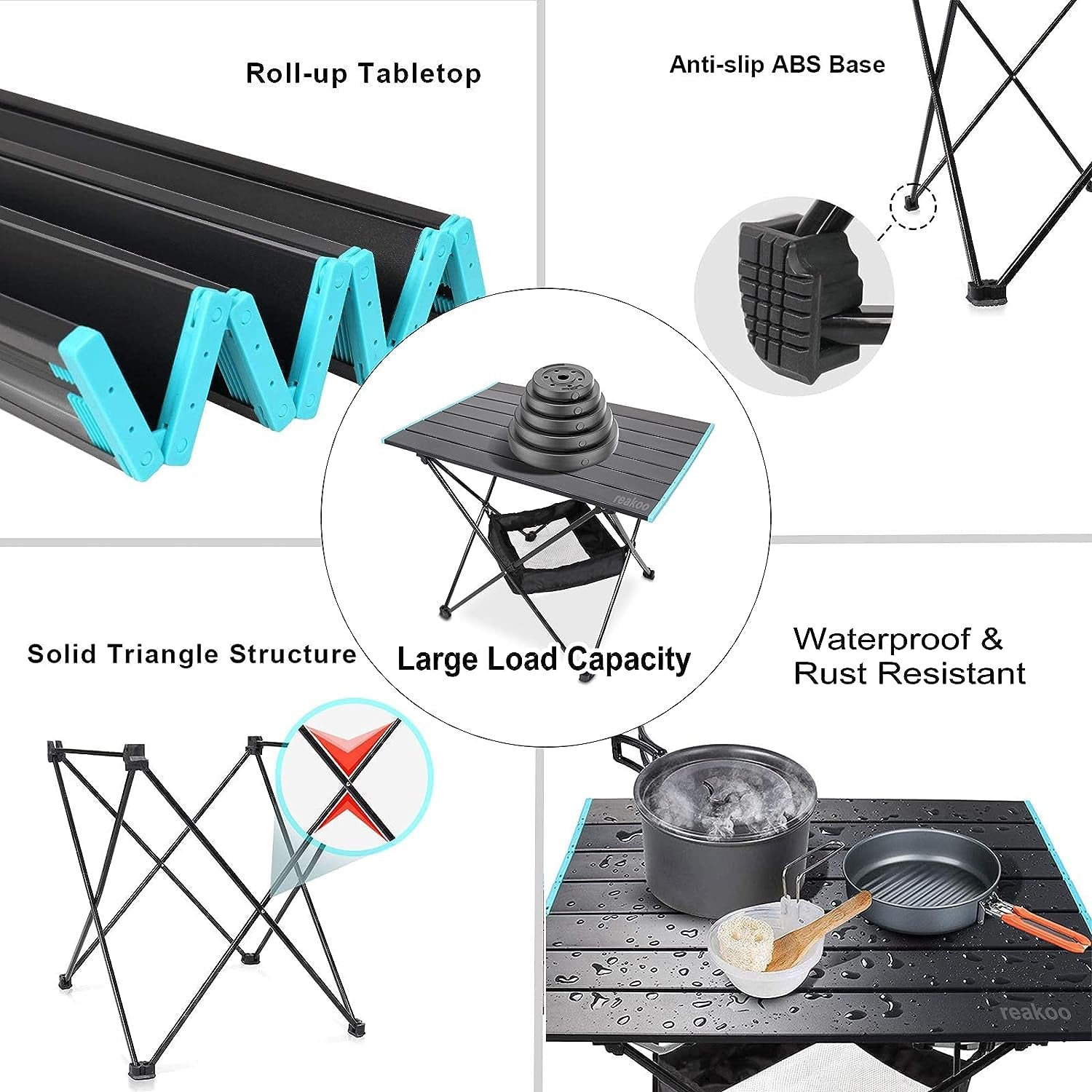  Portable Camping Table: Lightweight Aluminum Tabletop with Carry Bag for Outdoor, BBQ, Picnic, Cooking, Hiking, Fishing