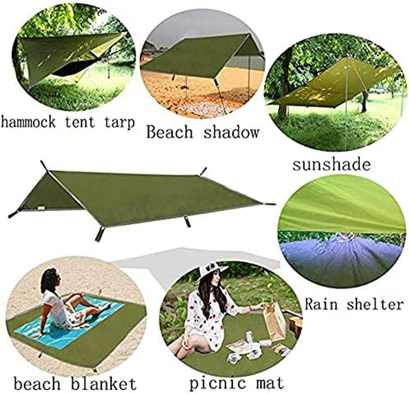 StormGuard 3Mx3M Camping Tarp: Waterproof & Windproof Shelter for Ulti🎪 All-in-One Camping Tarp Kit 🏕️ Equip yourself with everything you need: 4 aluminum wind-proof strips, 6 adjustable nylon ropes, and clips for easy setup. No extr