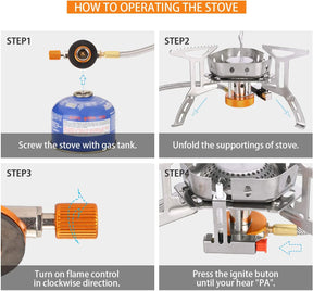 Windproof Camping Gas Stove -  Portable Collapsible Outdoor Camping Stove 