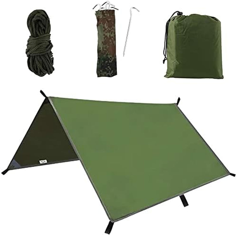 StormGuard 3Mx3M Camping Tarp: Waterproof & Windproof Shelter for Ulti🎪 All-in-One Camping Tarp Kit 🏕️ Equip yourself with everything you need: 4 aluminum wind-proof strips, 6 adjustable nylon ropes, and clips for easy setup. No extr