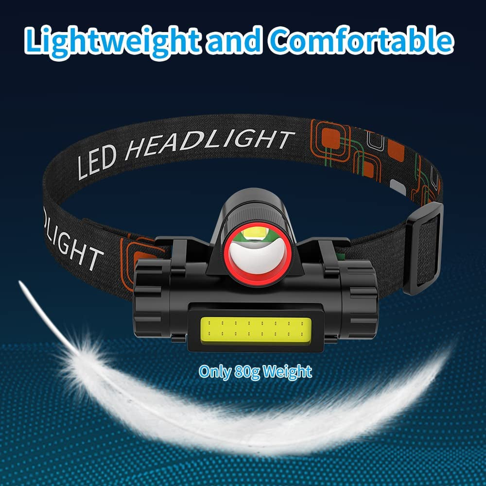 UltraBeam Pro: Rechargeable Head Torch with 4 Lighting Modes, Zoomable🔦 Zoomable Headlamp &amp; Powerful Beam 🌄 Unique zoomable design for adjustable beam size and distance. COB Flood light-Spotlight-MAX High light-Strobe (SOS) modes