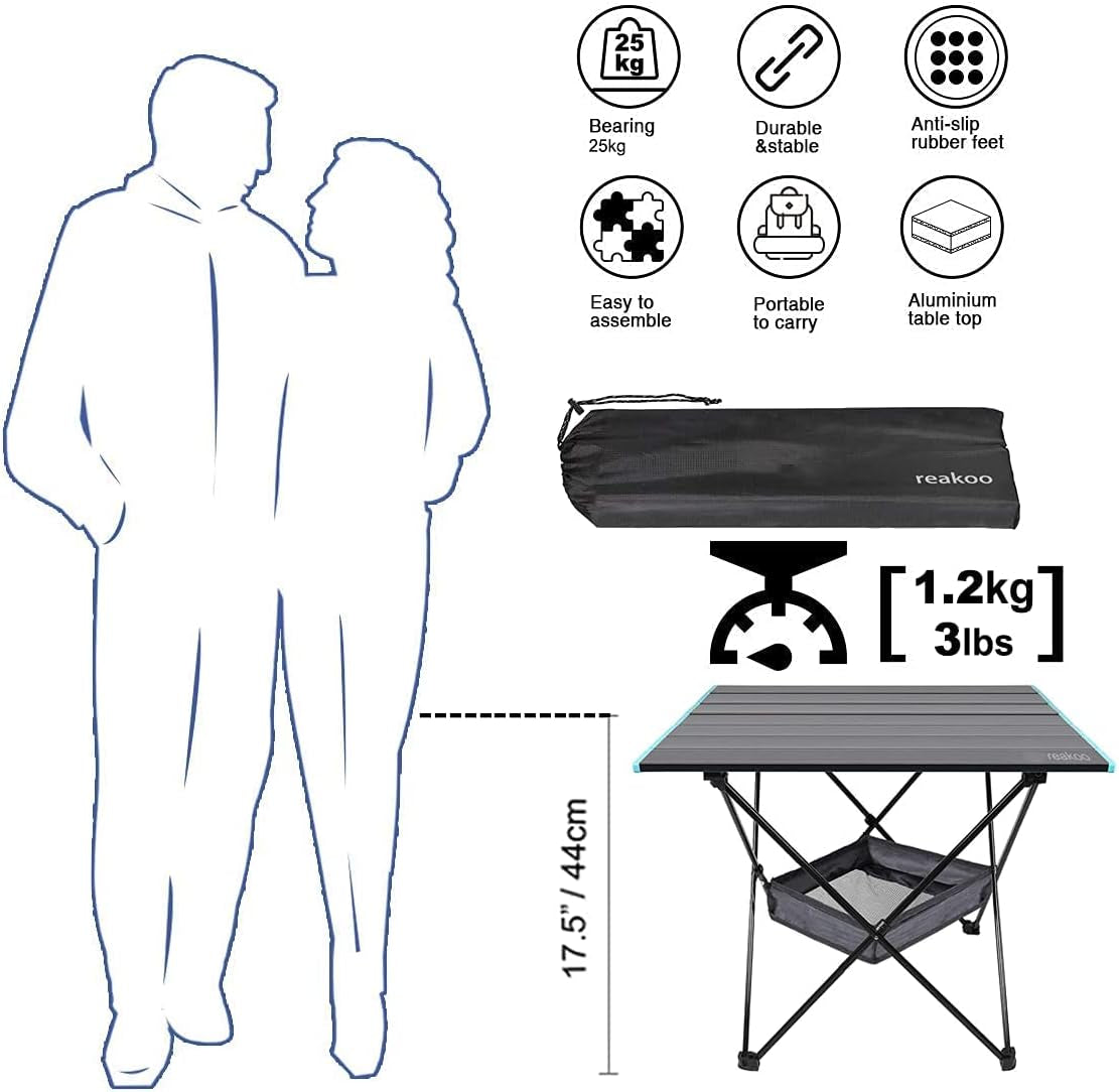  Portable Camping Table: Lightweight Aluminum Tabletop with Carry Bag for Outdoor, BBQ, Picnic, Cooking, Hiking, Fishing