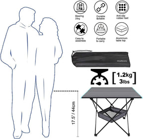  Portable Camping Table: Lightweight Aluminum Tabletop with Carry Bag for Outdoor, BBQ, Picnic, Cooking, Hiking, Fishing